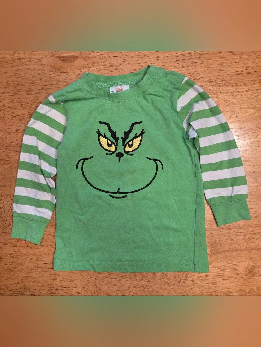 Grinch Face Long-Sleeve Pajama Set